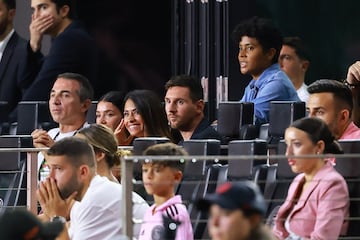 Messi (centre) watches from the stands as Inter Miami lose the US Open Cup final to the Houston Dynamo.